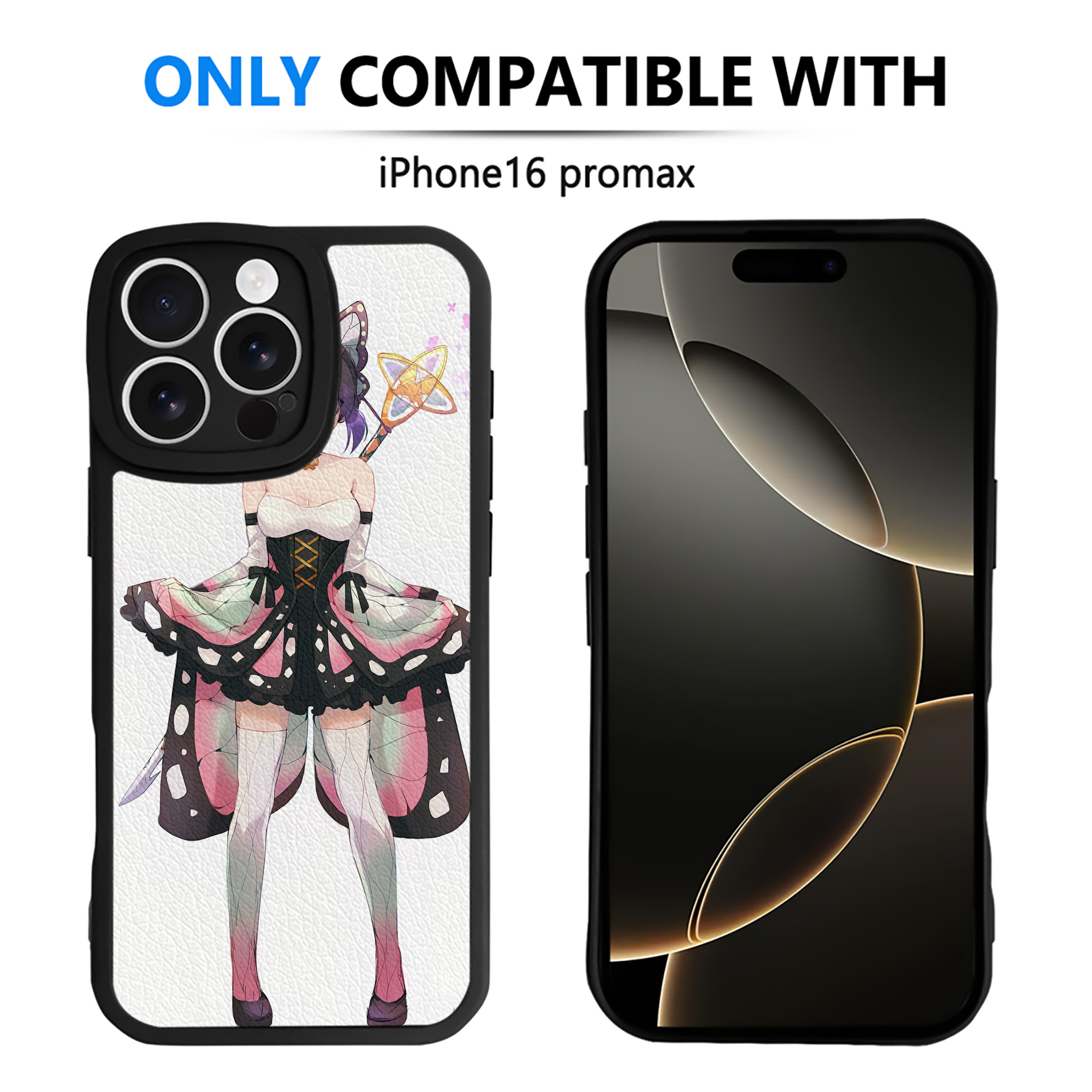 （画像用） 鬼滅の刃（きめつのやいば）蟲柱-胡蝶 しのぶ／こちょう しのぶ Kochou Shinobu 【iPhone 16シリーズ対応】シリコンスマホケース（レザー調） 材質：シリコン